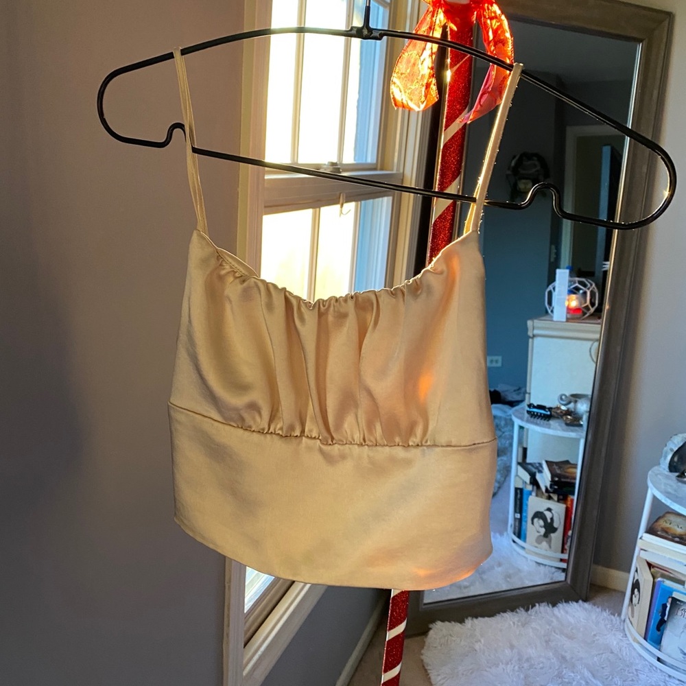 zara silk crop tank